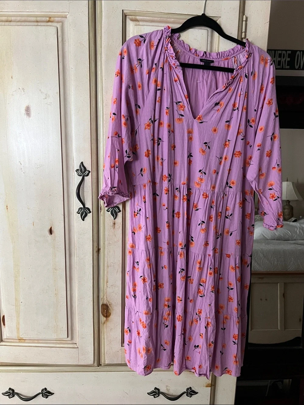 Ann Taylor Lavender Ruffle Neck Blouse